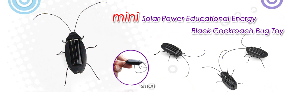 Solar Power Educational Energy Black Cockroach Bug Toy