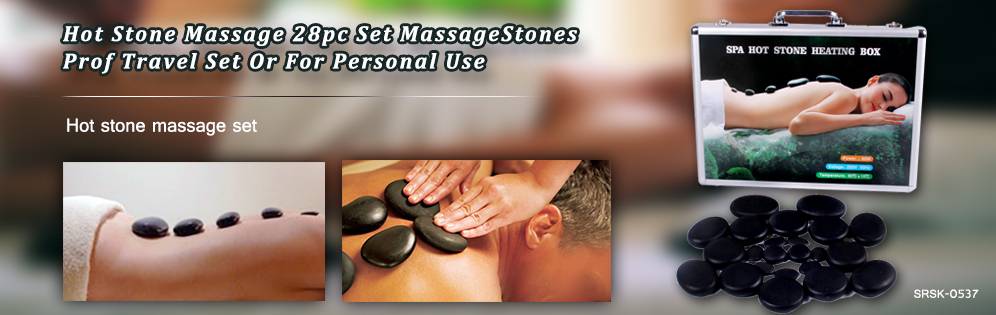 Hot Stone Massage 28pc Set MassageStones Prof Travel Set Or For Personal Use