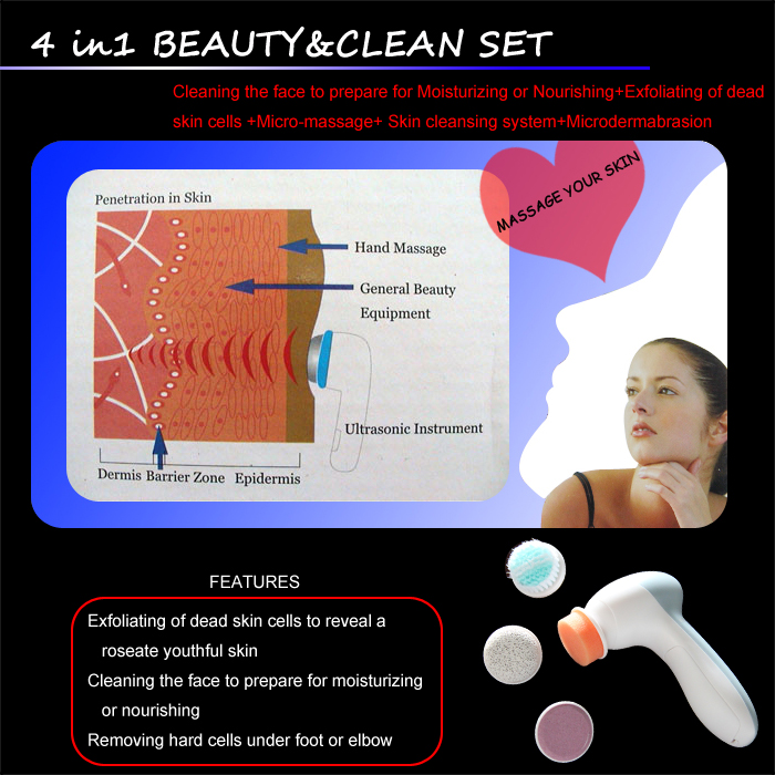 SRSK-0806 - New The 4 In 1 Electric Clean Beauty Set For Skin Care - mychway