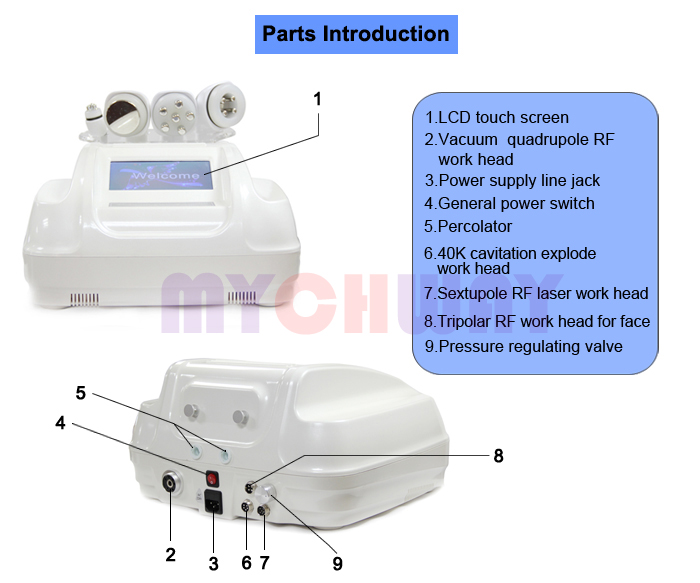 Cavitation Vacuum Radio Frequency Tripolar Multipolar Photon Cellulite 